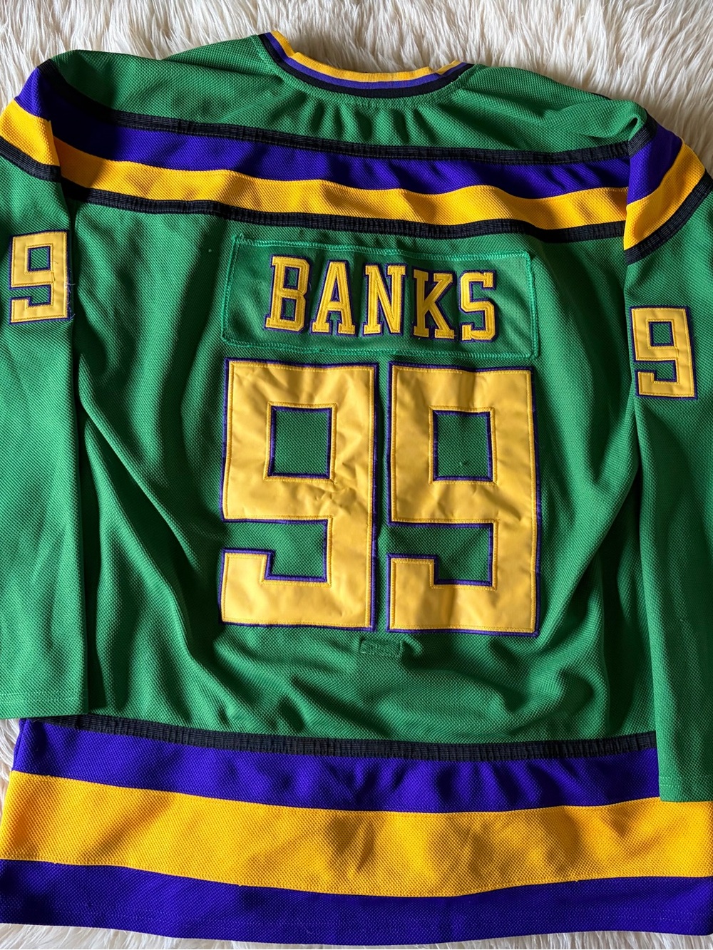 Men’s Banks #99 Mighty Duck D-5 Hockey Jerseys Green Sewn Good Condition Sz 2XL
